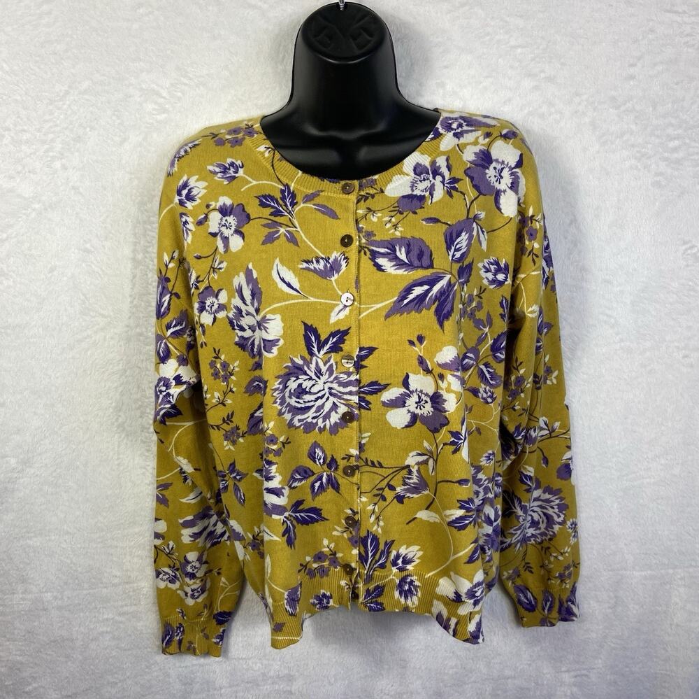 Sundance Cotton Cardigan Women’s L Floral Mother Of Pearl Buttons Feminine